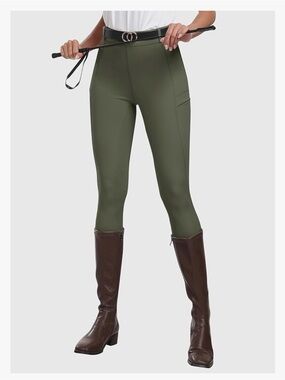 MoFiz Women's Olive Green High-Waist Active Leggings